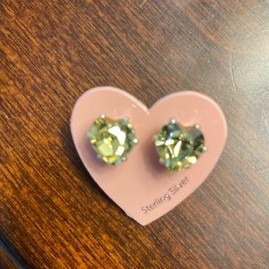 JOJO Earrings Yellow Stone Heart Shape Sterling Silver